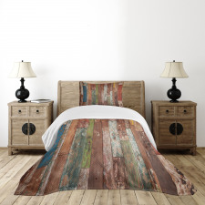 Grunge Style Planks Design Bedspread Set