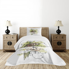 Lake House in the Forest Bedspread Set