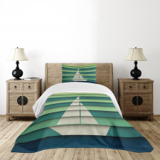 Paper Boat Design Nautical Bedspread Set