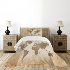 Vintage Earth Continents Bedspread Set