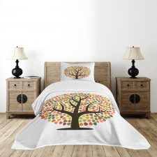 Autumn Season Foilage Design Bedspread Set