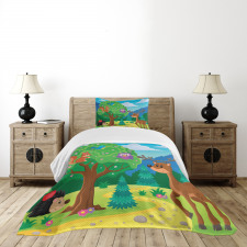 Funny Animals Wildlife Bedspread Set