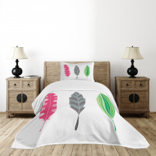 Funky Sketched 3 Plumes Bedspread Set