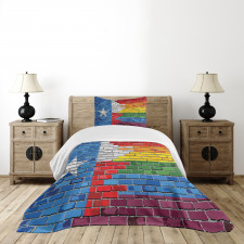 Brick Wall Grungy Texas Town Bedspread Set