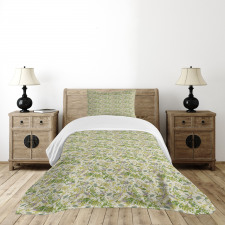 Garden Plants Floral Theme Bedspread Set