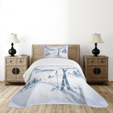 Landscape of Snowy Mountains Bedspread Set