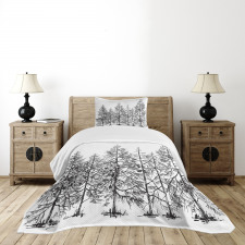 Seasonal Pine Tree Landscape Bedspread Set