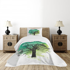 Blended Watercolor Leaf Bedspread Set