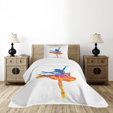 Colorful Ballerina Girl Pose Bedspread Set