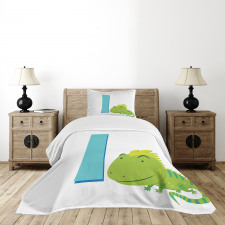 Cartoon Letter I and Animal Bedspread Set