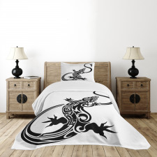 Lizard Silhouette Design Bedspread Set