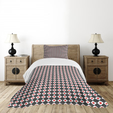 Grid Stripes and Squares Bedspread Set