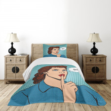 Top Secret Silence Retro Woman Bedspread Set