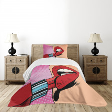 Halftone Comic Pop Art Girl Bedspread Set