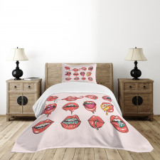 Pierced Tongue Teeth Braces Bedspread Set