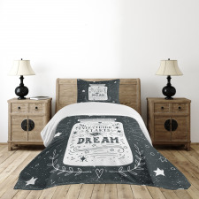 Grunge Style Stars Foliage Bedspread Set