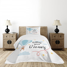 Hot Air Balloon Stars Clouds Bedspread Set