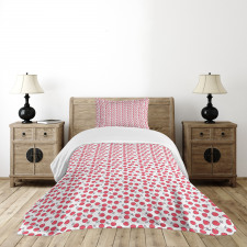 Simplistic Red Berry Pattern Bedspread Set