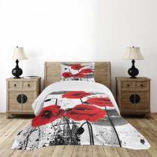 Grunge Brush Flowers Bedspread Set