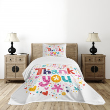 Happy Floral Hearts Stars Bedspread Set