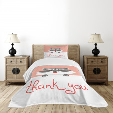 Cheerful Cartoon Raccoon Bedspread Set