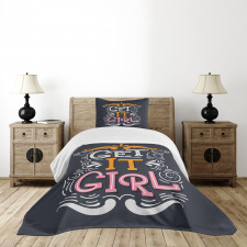 Get It Girl Typography Bedspread Set