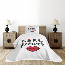 Lipstick in Text Design Bedspread Set