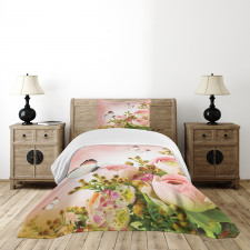 Blossoming Feminine Roses Bedspread Set