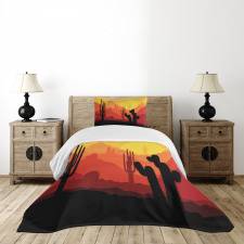 Cactus Silhouettes at Dusk Bedspread Set