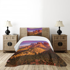 Cliffs Rocks and Violet Sky Bedspread Set