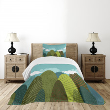 Doodle Trees and Clouds Bedspread Set