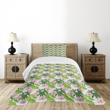 Hibiscus Flora Hand Drawn Bedspread Set