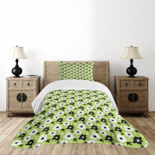 Birds Stripes and Flowers Bedspread Set