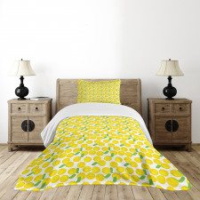 Repeating Citrus Plant Orange Bedspread Set