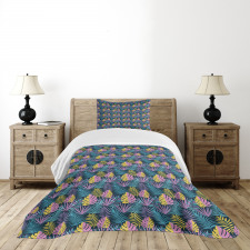 Colorful and Exotic Leaf Bedspread Set