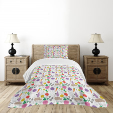 Mushroom Potatoes Carrot Bedspread Set