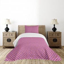 Flowers and Oval Shapes Bedspread Set