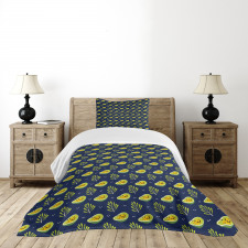 Tropical Papaya and Branches Bedspread Set