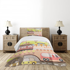 Train Ship Airplane Bus Bedspread Set