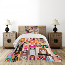 Large Group of People Art Bedspread Set