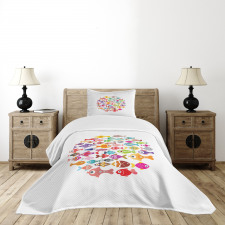 Aquarium Round Colorful Design Bedspread Set