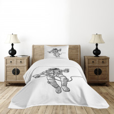 Cosmonaut Waving Hand Bedspread Set