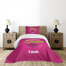 Happy Beet Character Words Bedspread Set