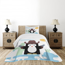 Cacti Cowboy Penguin in a Hat Bedspread Set