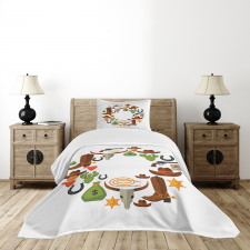 Vintage Wild West and Cowboy Bedspread Set