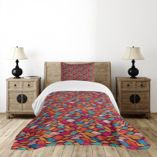 Abstract Warm Tone Waves Bedspread Set