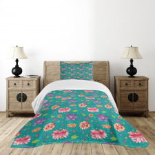 Oriental Garden Art Motifs Bedspread Set