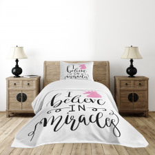 I Beleive in Miracles Text Bedspread Set