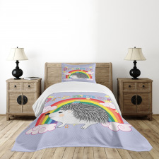 Rainbow Hedgehog Unicorn Bedspread Set