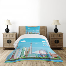 Cartoon Japan Sightseeing Bedspread Set